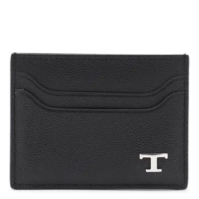 Tod's Slim Textured Compact Wallets In Black