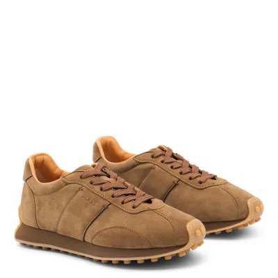 Tod's Brown Low Top Sneakers With Cleat Details On Heel And Sole