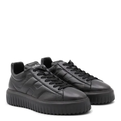 Hogan Leather H-stripes Tread Sneakers In Black