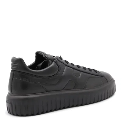 Hogan Leather H-stripes Tread Sneakers In Black