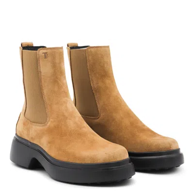 Tod's Camel Suede And Leather Boots