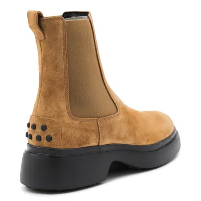 Tod's Camel Suede And Leather Boots