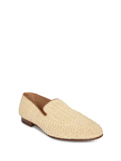 Canali Woven Raffia Leather Loafers