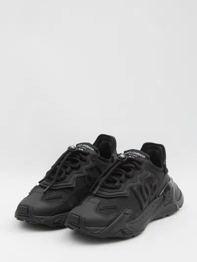 Dolce & Gabbana Daymaster Black Leather Blend Sneakers In Multi