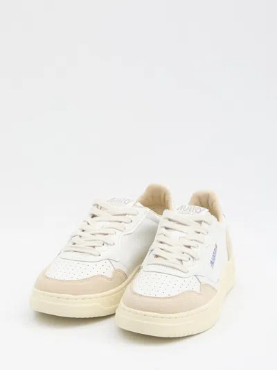 Autry Low-top Sneakers With Hybrid Leather Design And Metallic Accent