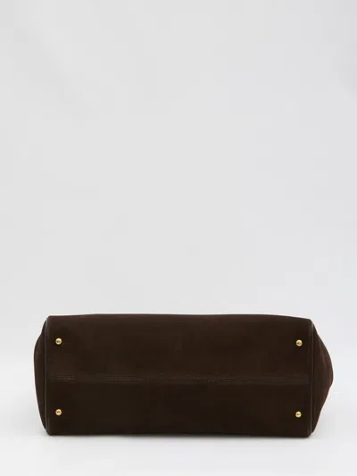 Dolce & Gabbana Structured Calf Leather Handbag With Detachable Strap In Brown