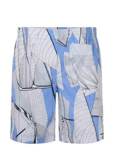 Msgm Printed Shorts In Blue