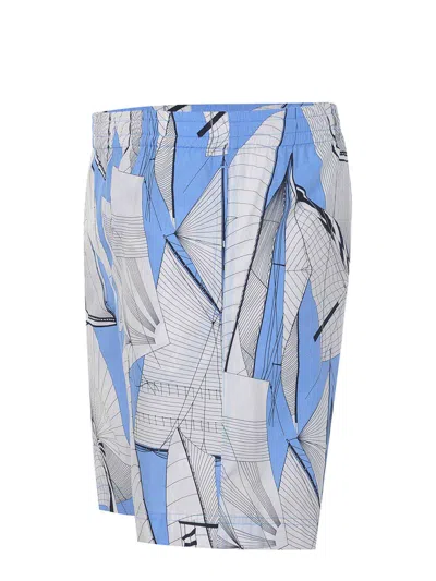 Msgm Printed Shorts In Blue