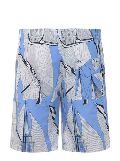 Msgm Printed Shorts In Blue