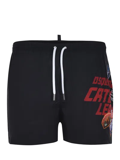 Dsquared2 Logo-print Swim Shorts In Black