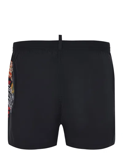 Dsquared2 Logo-print Swim Shorts In Black