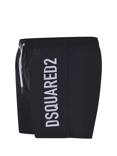 Dsquared2 Elastic-waistband Logo Swim Shorts In Black
