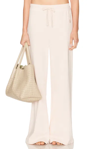 Éterne Drawstring Lightweight French Terry Wide Leg Sweatpant In White