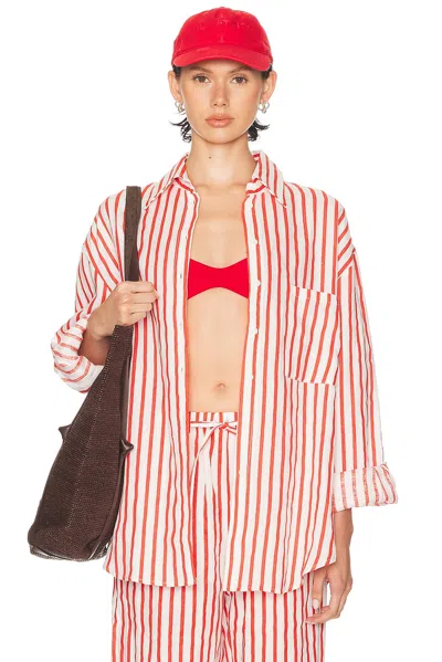 Aexae Linen Woven Shirt In Red