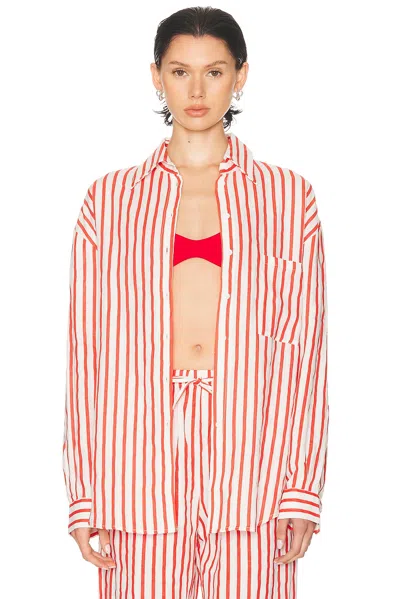 Aexae Linen Woven Shirt In Red