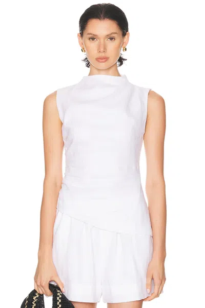 Aexae Linen Ruched Top In White