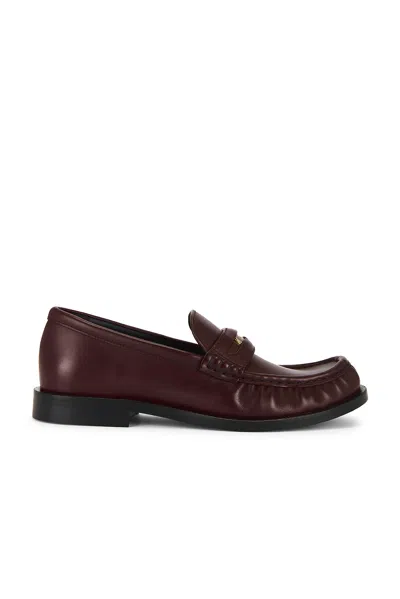 Burberry Cadet Grained Calf Leather Penny Loafers In Burgundy