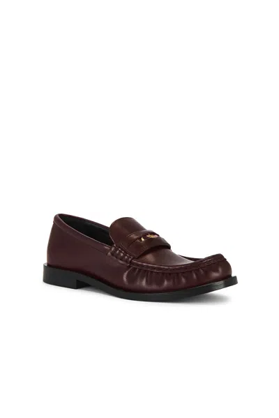 Burberry Cadet Grained Calf Leather Penny Loafers In Burgundy