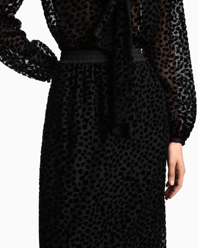 Emporio Armani Asv Jeu De Cartes Long Skirt In Devoré Tulle In Black