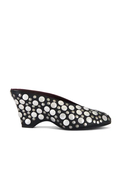 Khaite Cloak 75 Studded Leather Wedge Mules