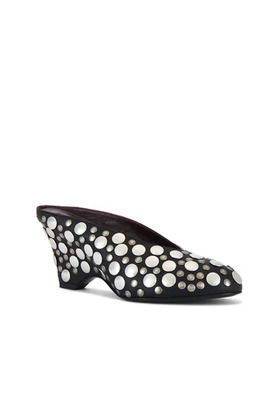Khaite Cloak 75 Studded Leather Wedge Mules