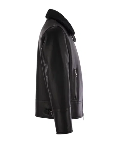 Dondup Regular Shearling Jacket In Black