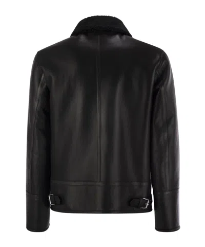 Dondup Regular Shearling Jacket In Black