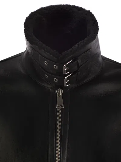 Dondup Regular Shearling Jacket In Black