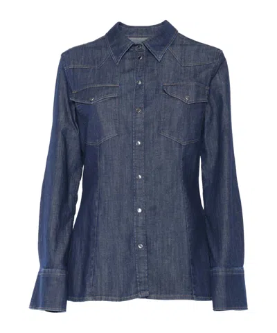 Dondup Button-down Cowboy Shirt In Blue