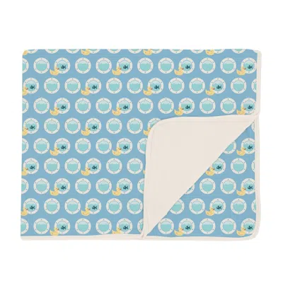 Kickee Lightweight Toddler Blanket In Seaside Blue Porthole Rubber Ducky