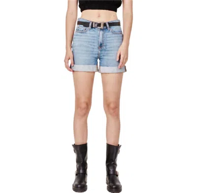 Lola Jeans Liana High Rise Denim Shorts In Stormy Sky In Blue