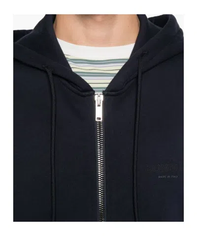 Dondup Hoodie Full Zip Basic Fleece In Blue