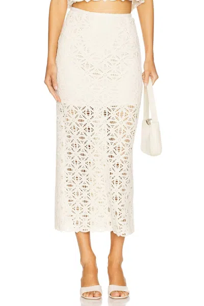 Sabina Musayev Anaya Lace Textire Midi Skirt In Ivory