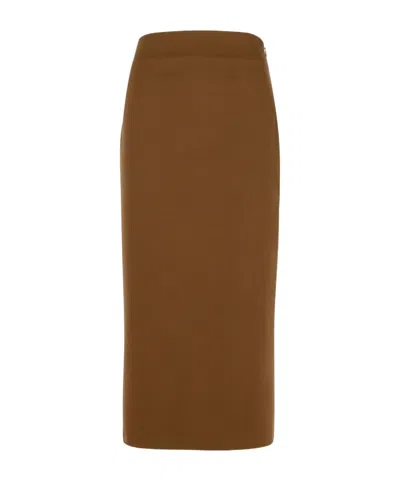 Loulou Studio Half-length Skirt With Slits In Brown