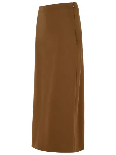 Loulou Studio Half-length Skirt With Slits In Brown