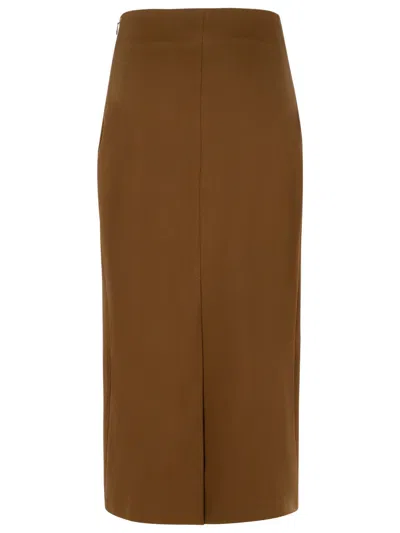 Loulou Studio Half-length Skirt With Slits In Brown