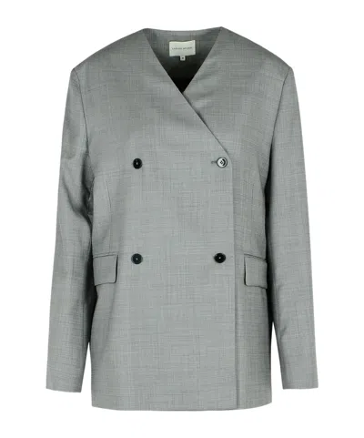 Loulou Studio V-neck Suit Jacket In Gray