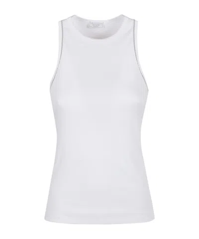 Peserico Fitted Sleeveless Top With Shoulder Detailing In White
