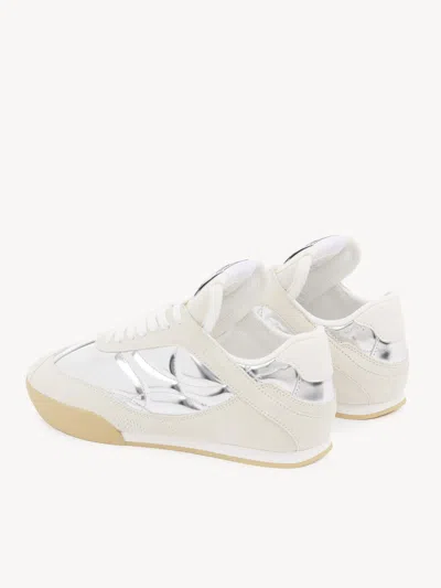 Chloé Kick Metallic Leather Kick Sneakers In Silver