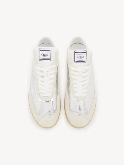 Chloé Kick Metallic Leather Kick Sneakers In Silver