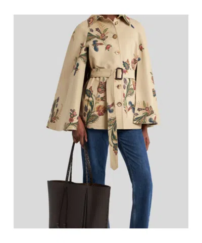 Etro Cape-style Trench Coat With Floral Print