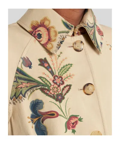 Etro Cape-style Trench Coat With Floral Print