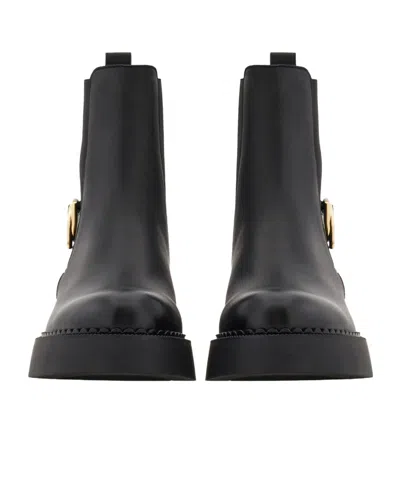 Ferragamo Tia Buckled Leather Ankle Boots In Black