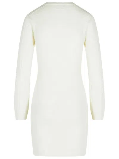 Balmain Monogram Long-sleeve Knit Bodycon Dress In White