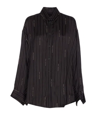 Balenciaga Pinstriped Black Button-down Shirt In Black