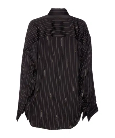 Balenciaga Pinstriped Black Button-down Shirt In Black