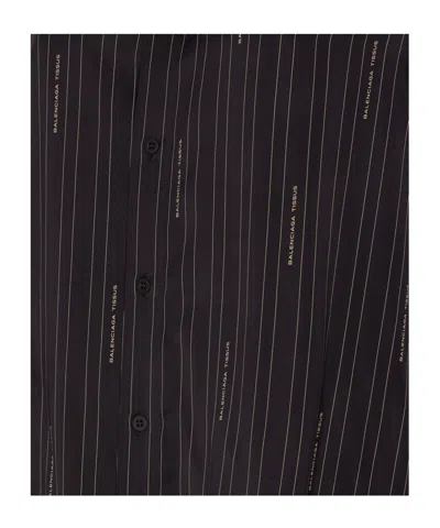 Balenciaga Pinstriped Black Button-down Shirt In Black