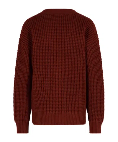 Jil Sander Burgundy Virgin Wool Cardigan Men In Red