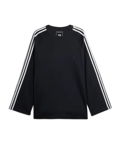 Y-3 Three-stripe Long-sleeve T-shirt In Black