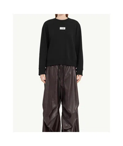 Mm6 Maison Margiela Sweatshirt Mit Nummern-applikation In Black
